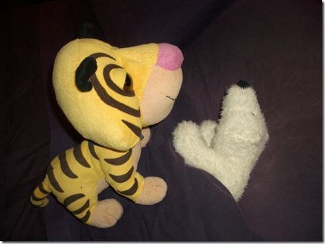 Tucking Wesley in to bed