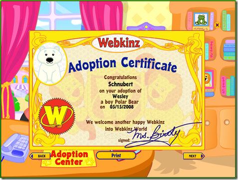 Wesley adoption certificate